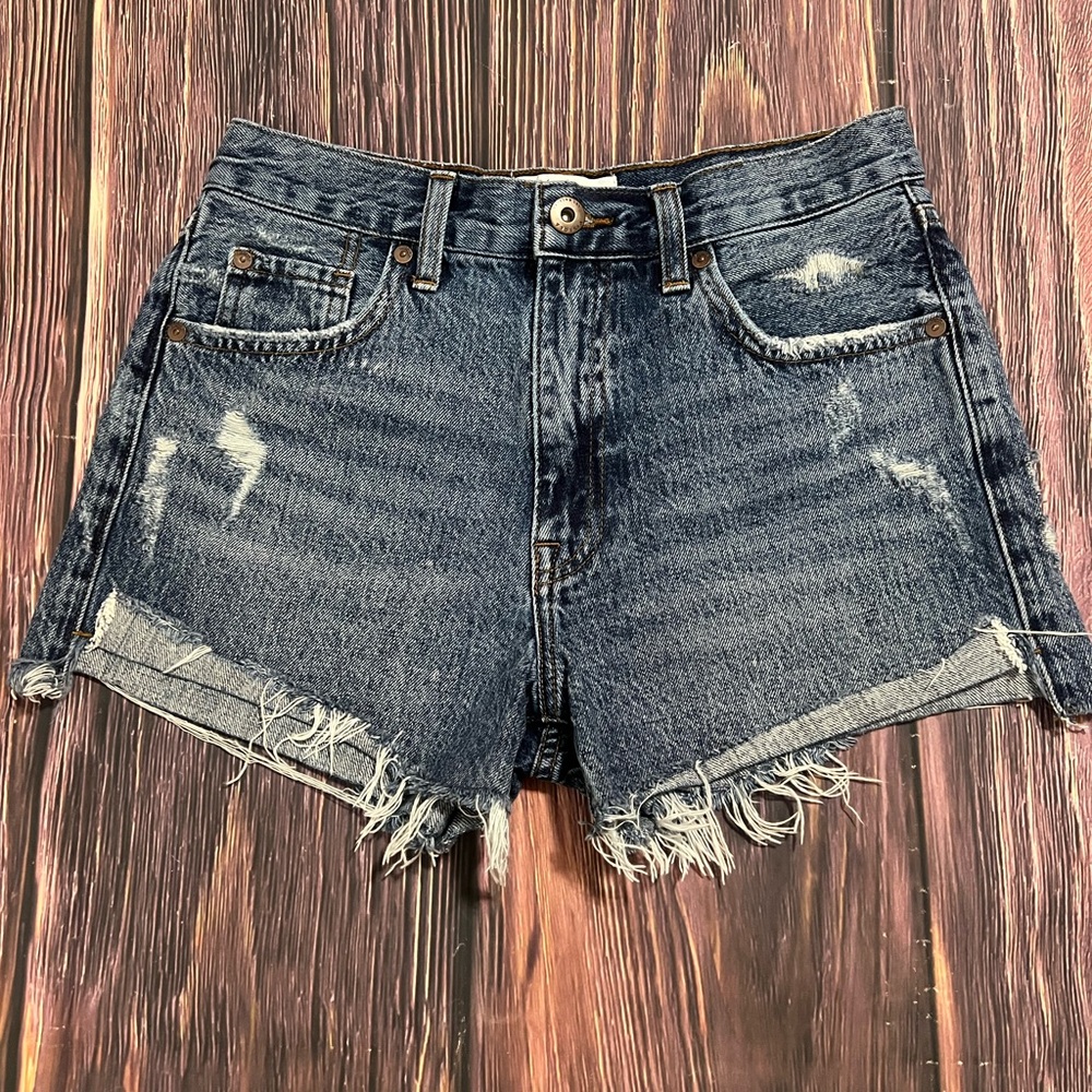 Pistola Dark Blue Distressed Jean Shorts
